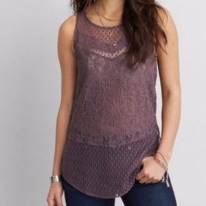 American Eagle Purple Lacy Long Tank